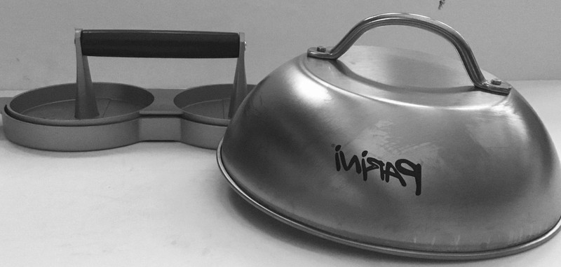 Double Burger Press & Cheese Melting Dome 8.75" Non-Stick Grilling New by Parini gallery