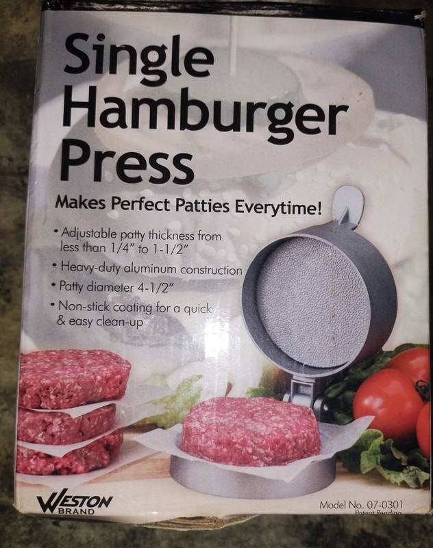 Weston Burger Hamburger Press Adjustable Thickness 4 1/2" Patties 1/4lb to 3/4lb gallery