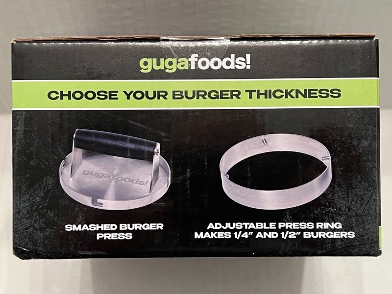 Guga Foods! Adjustable Burger Press Makes 3 Different Size Burgers - NEW gallery