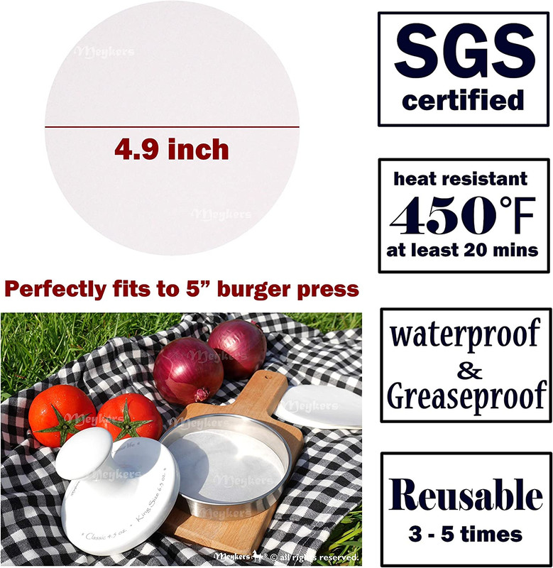 Meykers Wax Patty Paper Sheets for 5 Inches Burger Press - 500 Pcs round Hamburg gallery