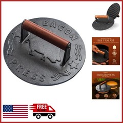 7 Inch Cast Iron Burger Press for Perfectly Searing Bacon, Steak, Sandwiches