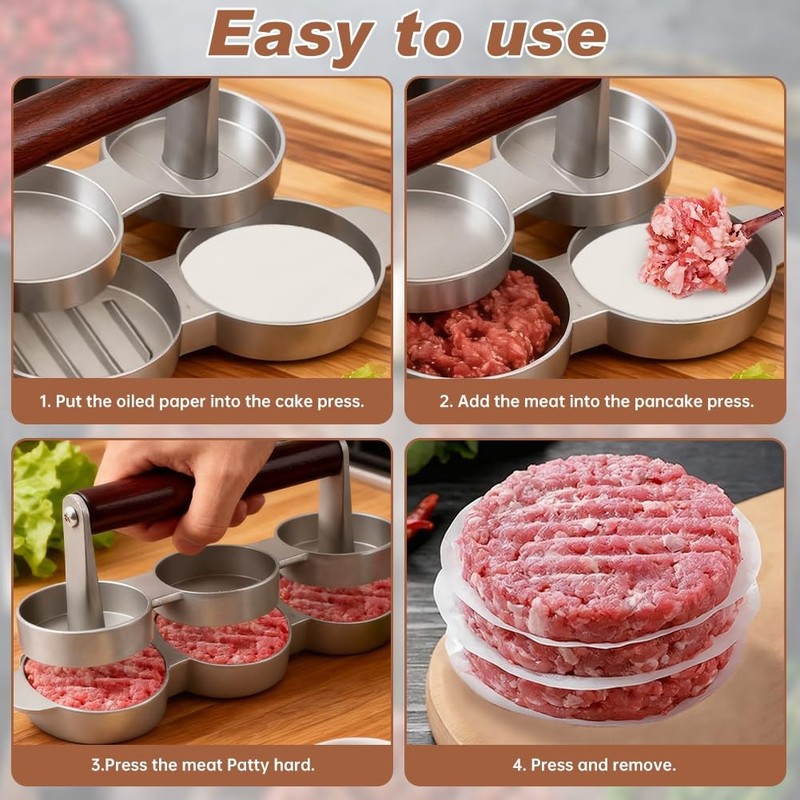 Mini Burger Press 100 Papers Meat Patty Maker Round Three 2.56-inch molds gallery