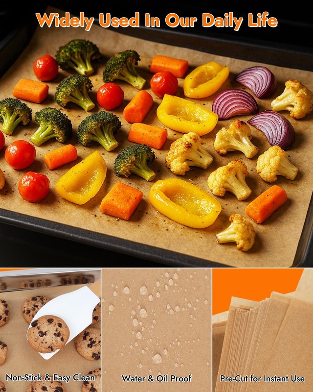 YQL 9x13 Inch 150PCS Unbleached Parchment Paper, Disposable Inch, Brown gallery