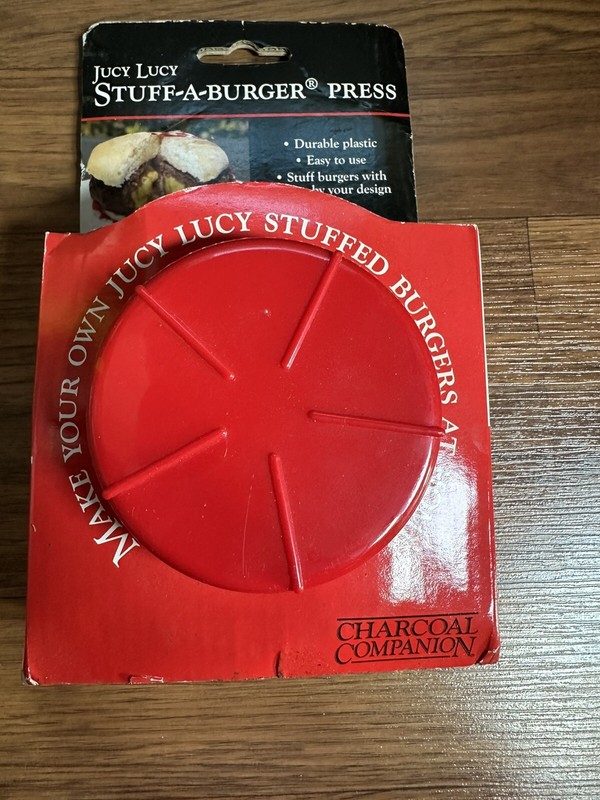 Juct Lucy Stuff-A-Burger Press Charcoal Companion Red Durable Plastic gallery