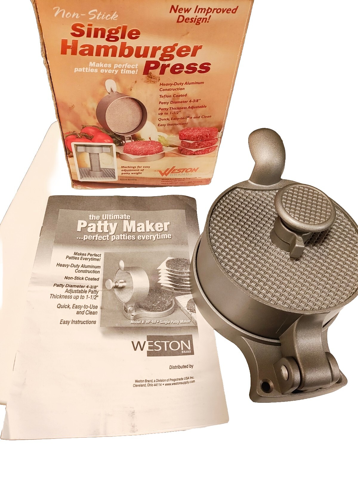 Weston Single Hamburger Press 4-3/8" Diameter Adjustable Patty Thickness gallery