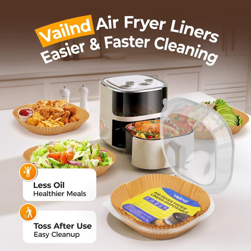 Air Fryer Paper Liners, 125Pcs Parchment Paper, 8"Square, Natural gallery