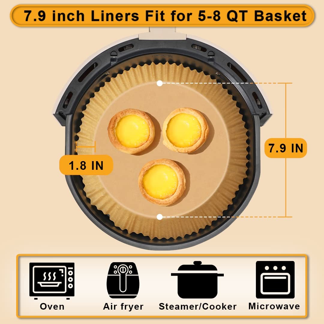 Gourmia Air Fryer Liners 100 Pcs 7.9" (Round), 100 (Round) gallery