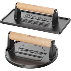Pisol Smash Burger Press 2PCS, PreSeasoned Cast Iron Hamburger Smasher, Heavy…