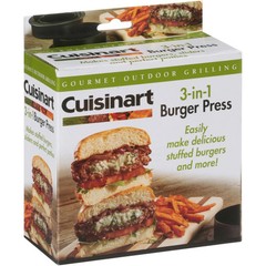 NEW NIB Cuisinart 3-In-1 Stuffed Burger Press for Sliders Black grilling sealed