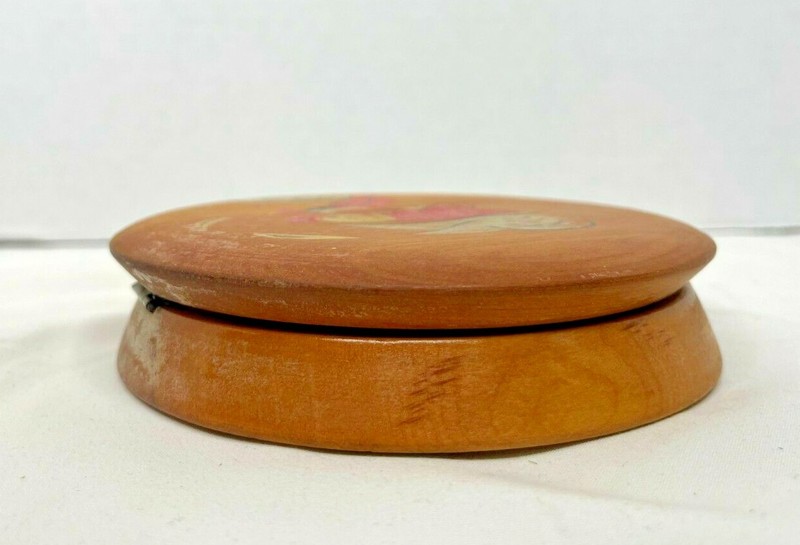 Vintage Wooden Hamburger Press Two Fighting Roosters Chickens Multi Color 5.5"W gallery