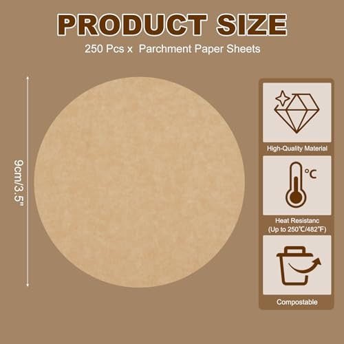 Pcs Unbleached Parchment Paper Baking Sheets Rounds Hamburger 3.5 Inch 250 gallery