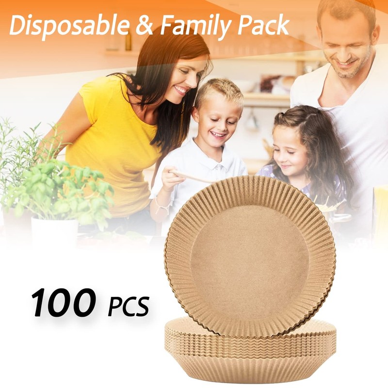 Air Fryer Liners Disposable, 100 PCS Non-stick 6.3 inch, Natural 6.3Inch gallery