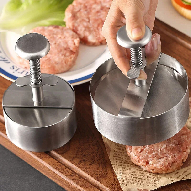 304 Stainless Steel Press Burger Patty Maker Pork Beef Burgers Manual Press Mold gallery