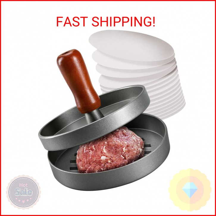 PIQUEBAR Burger Press Patty Maker Stainless Steel Hamburger Patty Press Mold Woo gallery