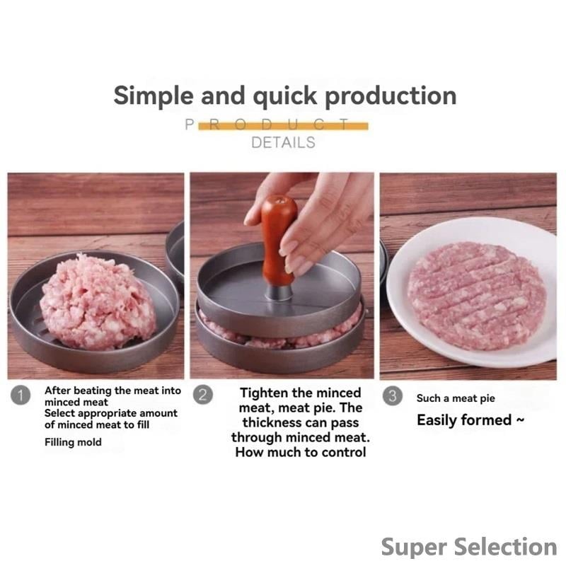 Non-Stick Aluminum Burger Press For 1/3 & 1/4 Lb Patties, With 50 Wax Papers gallery
