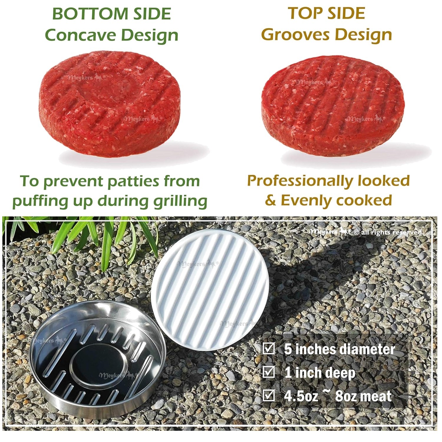 5" Burger Press Patty Maker with 100 Papers gallery