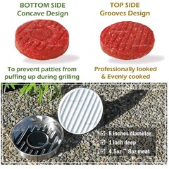 5″ Burger Press Patty Maker with 100 Papers