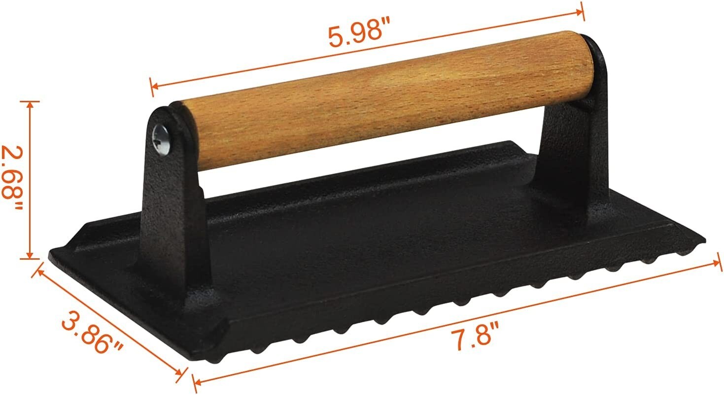 Cast Iron Steak Press Bacon Weight BBQ Hamburger Grills Meat Presser Skillet gallery