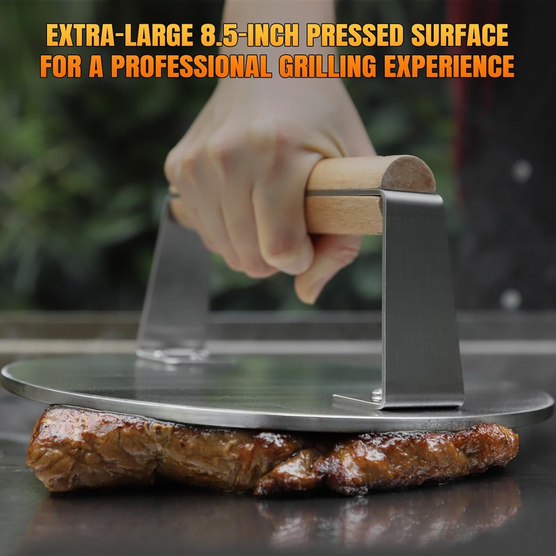 Professional-Grade 8.5-Inch Extra-Large Burger Press – Heavy Duty Stainless S... gallery