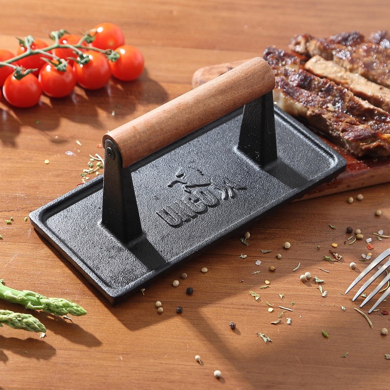 Cast Iron Grill Press: 6.9' Round & 8.3'X4.3' Rectangular - Burger Meat Ideal gallery
