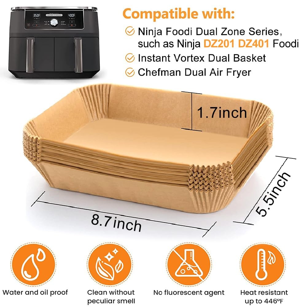 YJWYDM Air Fryer Disposable Paper Liners, 150PCS 8.7x5.5", wood color gallery