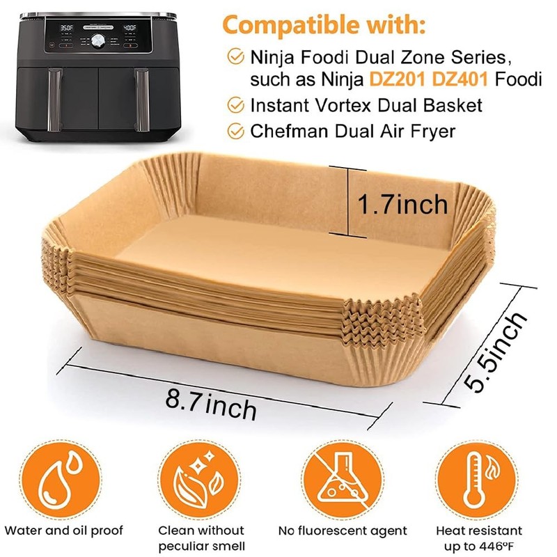 YJWYDM Air Fryer Disposable Paper Liners, 150PCS 8.7x5.5", wood color gallery