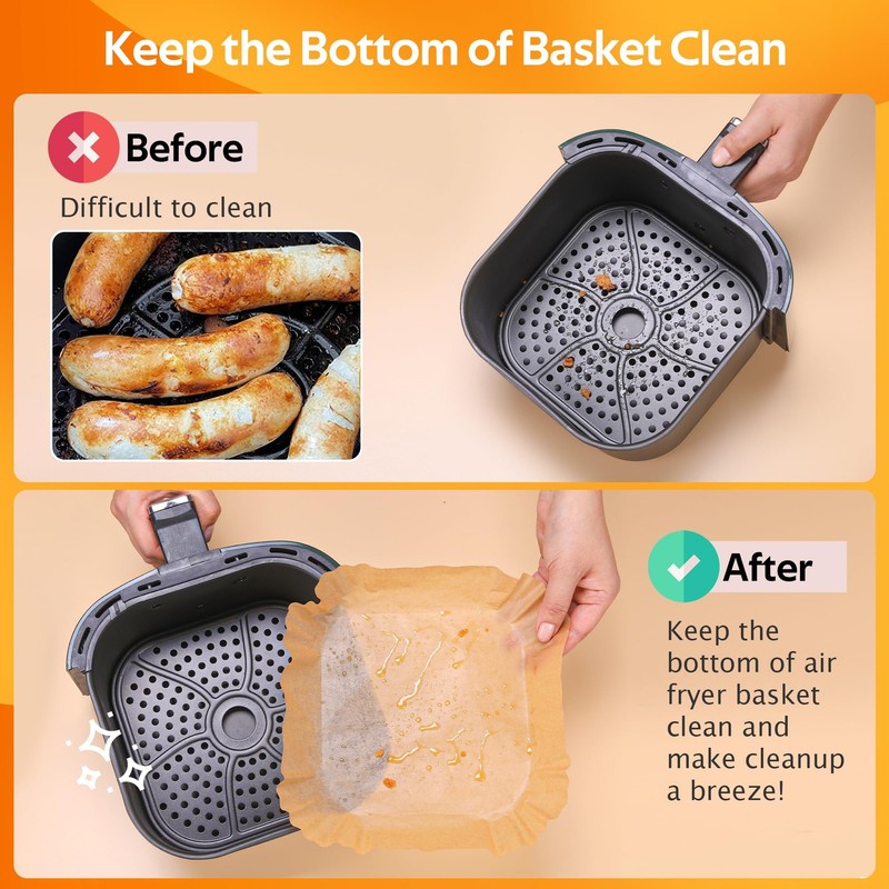Air Fryer Liners Disposable, 100 PCS Non-stick 6.3 inch, Natural 6.3Inch gallery