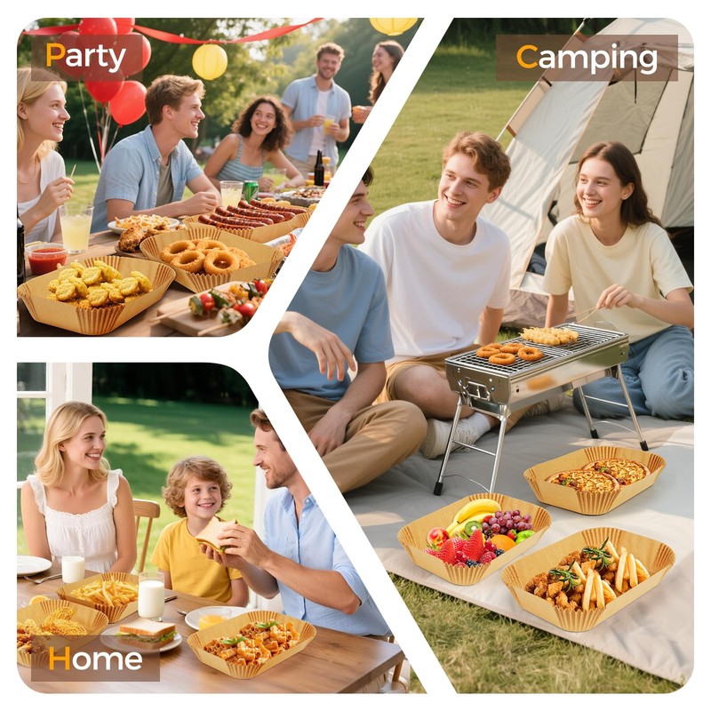 125Pcs Air Fryer Liners Disposable for Dual Basket, 8*5.5"Rectangle, Natural gallery
