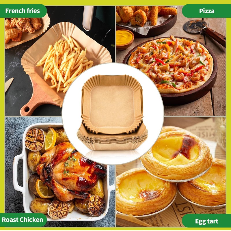 DSMY 150 PCS Air Fryer Disposable Paper Liners,8 Inch Square L, Yellow gallery