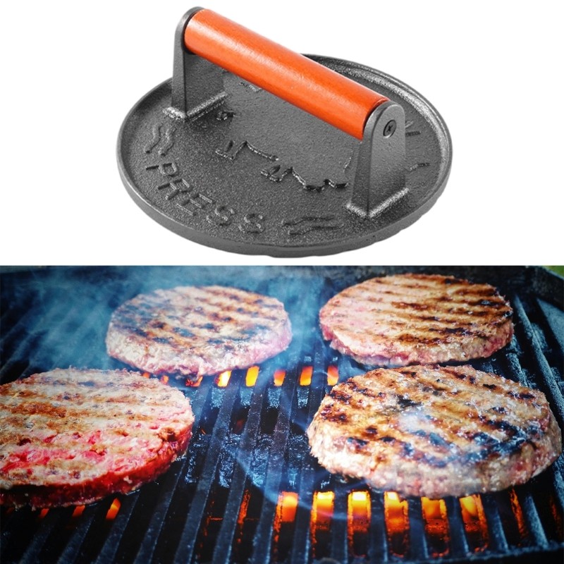 Cast Iron Burger Press Heat Resistant Heavy Duty Patty Maker with Handle gallery