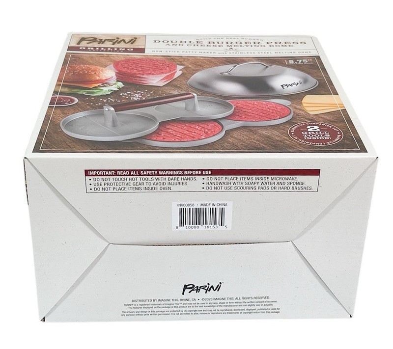 Double Burger Press and Cheese 8¾" Stainless Steel Melting Dome Parini NEW gallery