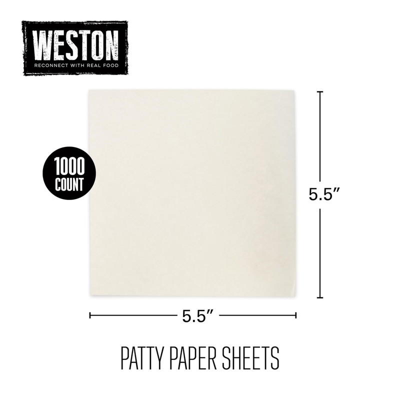 Weston Hamburger Patty Paper, 5.5” x Squares, Waxed, 1000 Count, White gallery