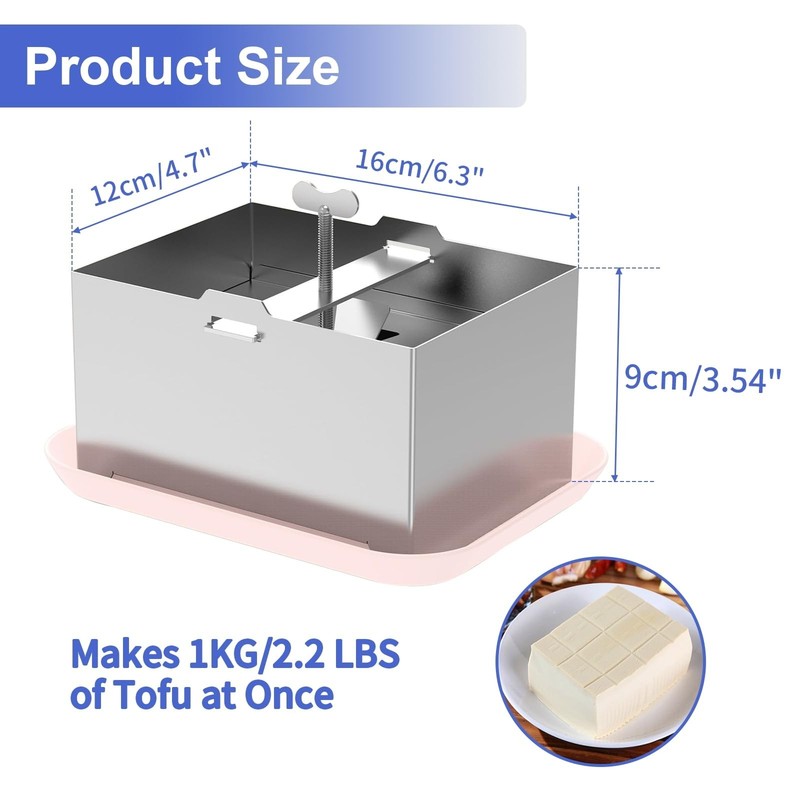 Tofu Press Stainless Steel, SUS304 Paneer Maker with Presser Towel and Drip T... gallery
