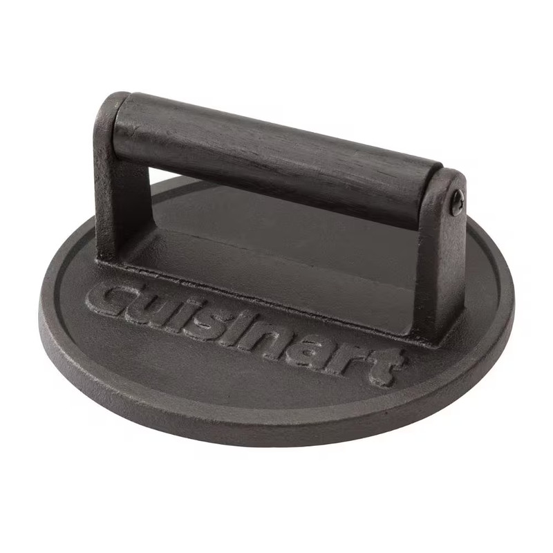 6.5 in Cast Iron Smashed Burger Press, round Flat Edge Grill Press for Burgers, gallery