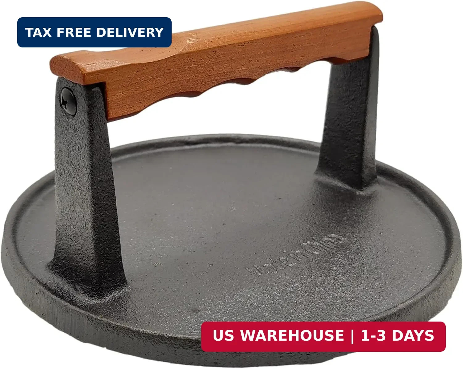 Mr. Bar-B-Q Cast Iron Grill Press (7-Inch) - Pre-Seasoned Smash Burger Press w/W gallery