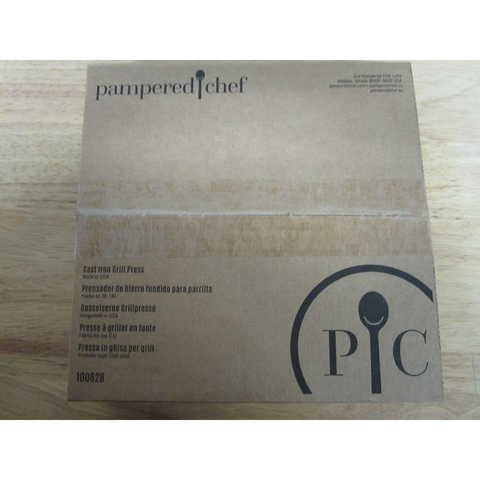 NEW Pampered Chef Cast Iron Round Grill Press 100828 - Sealed in Box gallery