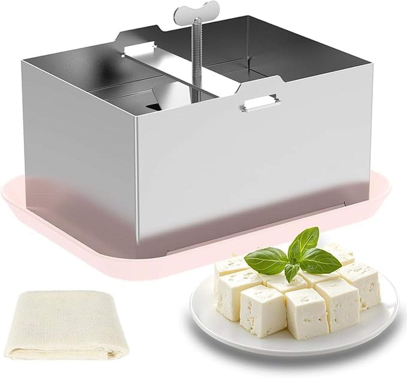 Tofu Press Stainless Steel, SUS304 Paneer Maker with Presser Towel and Drip T... gallery