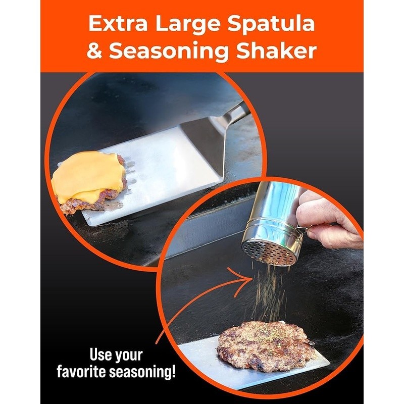 Complete Burger Press Kit Stainless Steel Spatula Spices Juicy Smash Burgers New gallery