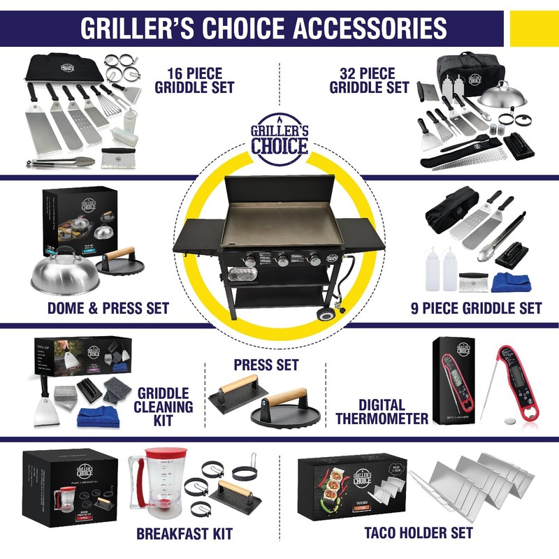 Grillers Choice 32 Piece Griddle Accessories Set Metal Spatulas - Commercial ... gallery