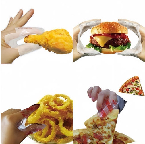 Finger Nap Sanitary Disposable Clear Glove Hamburger Donut Pizza Chicken 500pcs