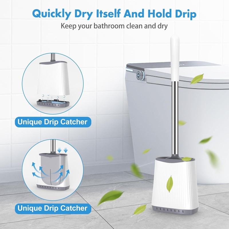 Toilet Brush, Silicone Toilet Brush and Holder Set, Flexible Toilet Bowl Brus... gallery