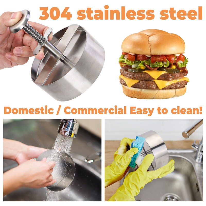 Stainless Steel Detachable BBQ Patty Maker 114MM Ideal for Perfect Hamburgers gallery