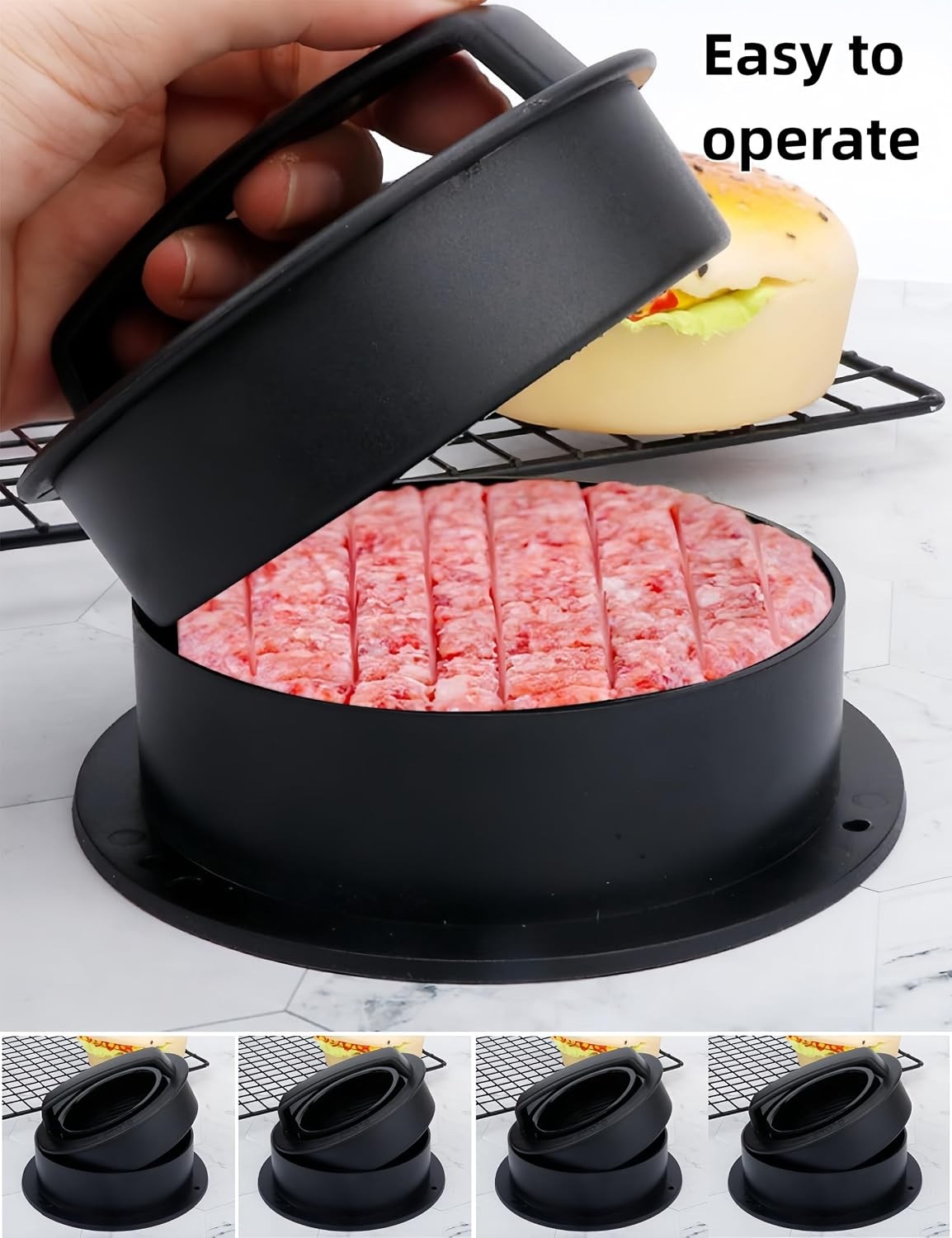 4-in-1 Hamburger Press Burger Press Patty Maker Slider Stuffed Burgers Sandwich gallery