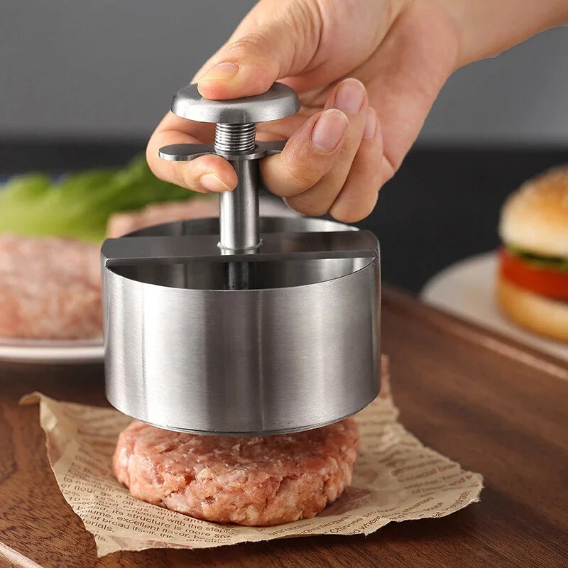 304 Stainless Steel Press Burger Patty Maker Pork Beef Burgers Manual Press Mold