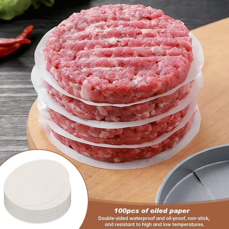 Mini Burger Press 100 Papers Meat Patty Maker Round Three 2.56-inch molds gallery
