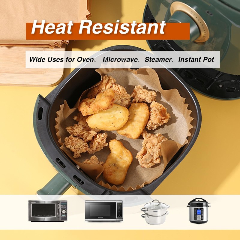 Parchment Paper, OOTDAY 100Pcs Square Air Fryer Liners 6.5'', gallery