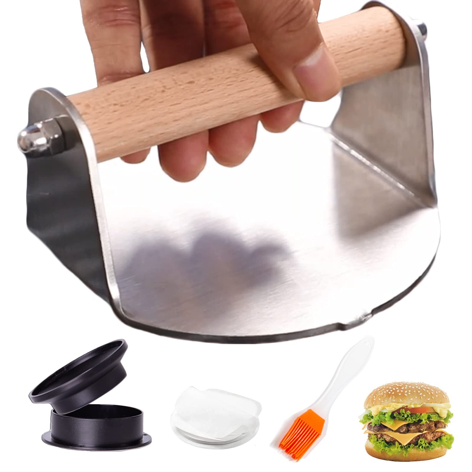 5.1 Inch Stainless Steel Burger Press Non Stick Smash Hamburger Press for BBQ gallery