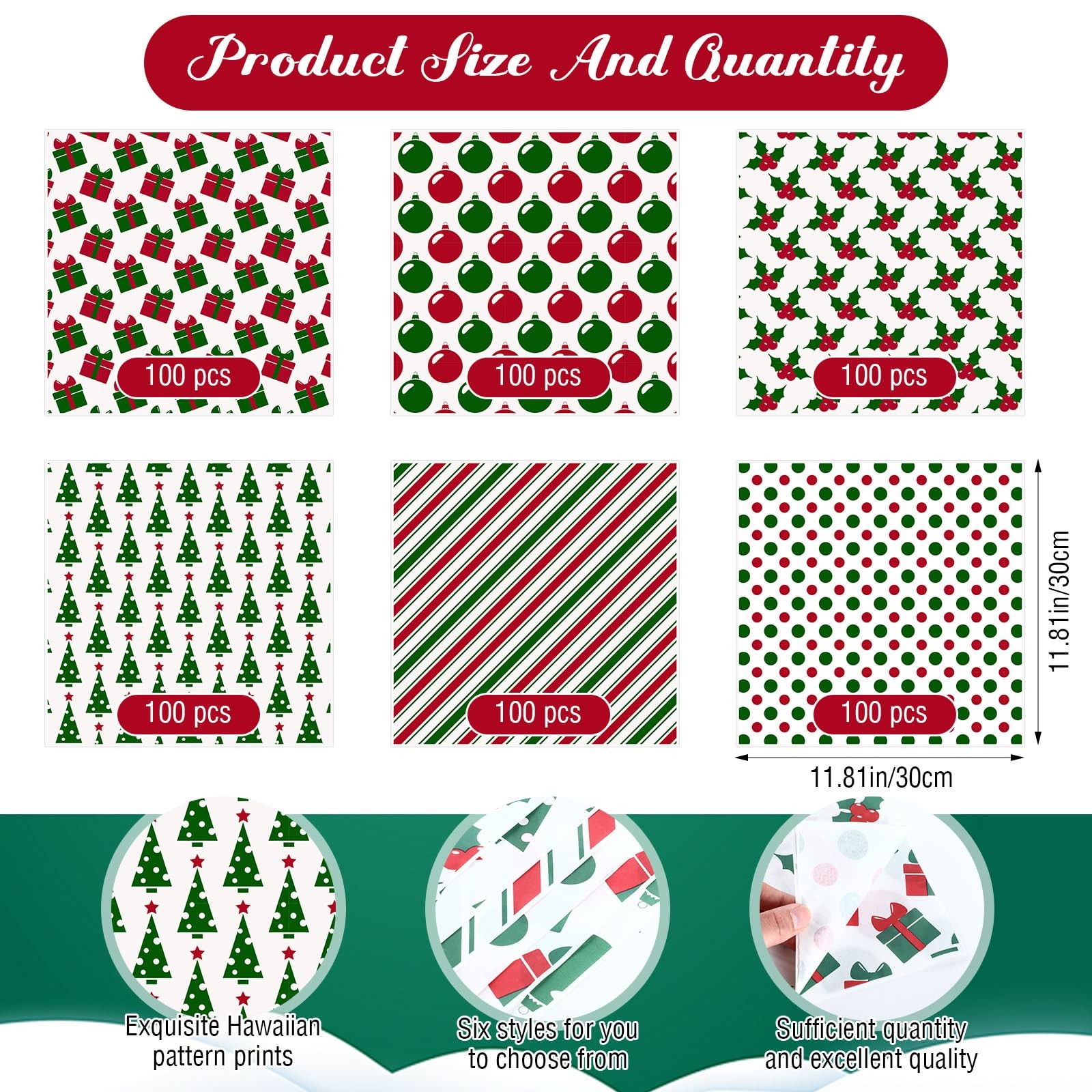 Reallnaive 600 Pcs about 11.81 x11.81 inches/30 x 30cm, Christmas Gift gallery