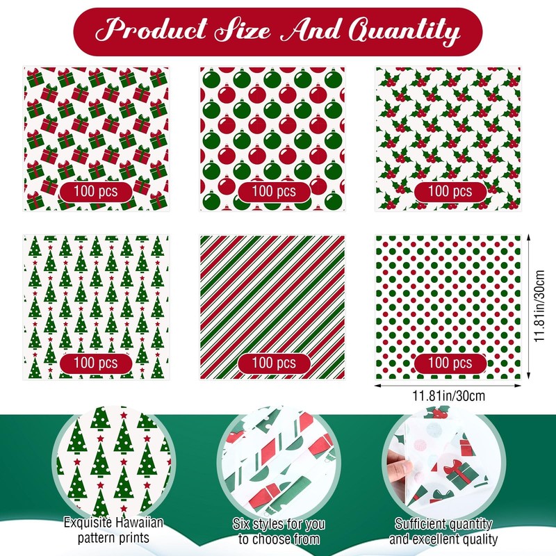 Reallnaive 600 Pcs about 11.81 x11.81 inches/30 x 30cm, Christmas Gift gallery