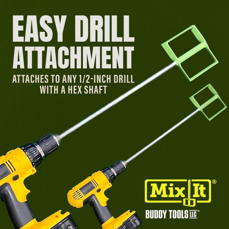 Buddy Tools Mix It, 18" Length – Mud Mixer with Durable ABS Paddle – gallery